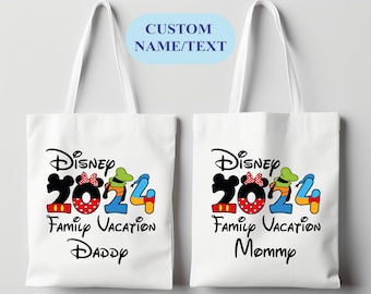 Custom Disney Tote Bag, Personalized Disney Bag, Disneyland Tote Bag , Disney Family Matching Tote Bag, Disney 2024 Graduation Trip Tote Bag