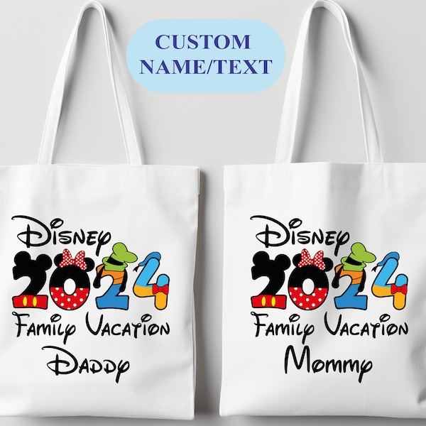 Custom Disney Tote Bag, Personalized Disney Bag, Disneyland Tote Bag , Disney Family Matching Tote Bag, Disney 2024 Graduation Trip Tote Bag