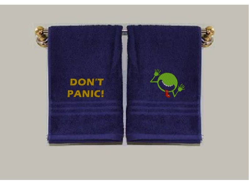Hitchhiker's Guide to the Galaxy Dont Panic hand towels Etsy