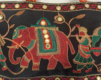 刺繍入り象のトートバッグ、ラジャスタンのインド製ハンドメイドバッグ