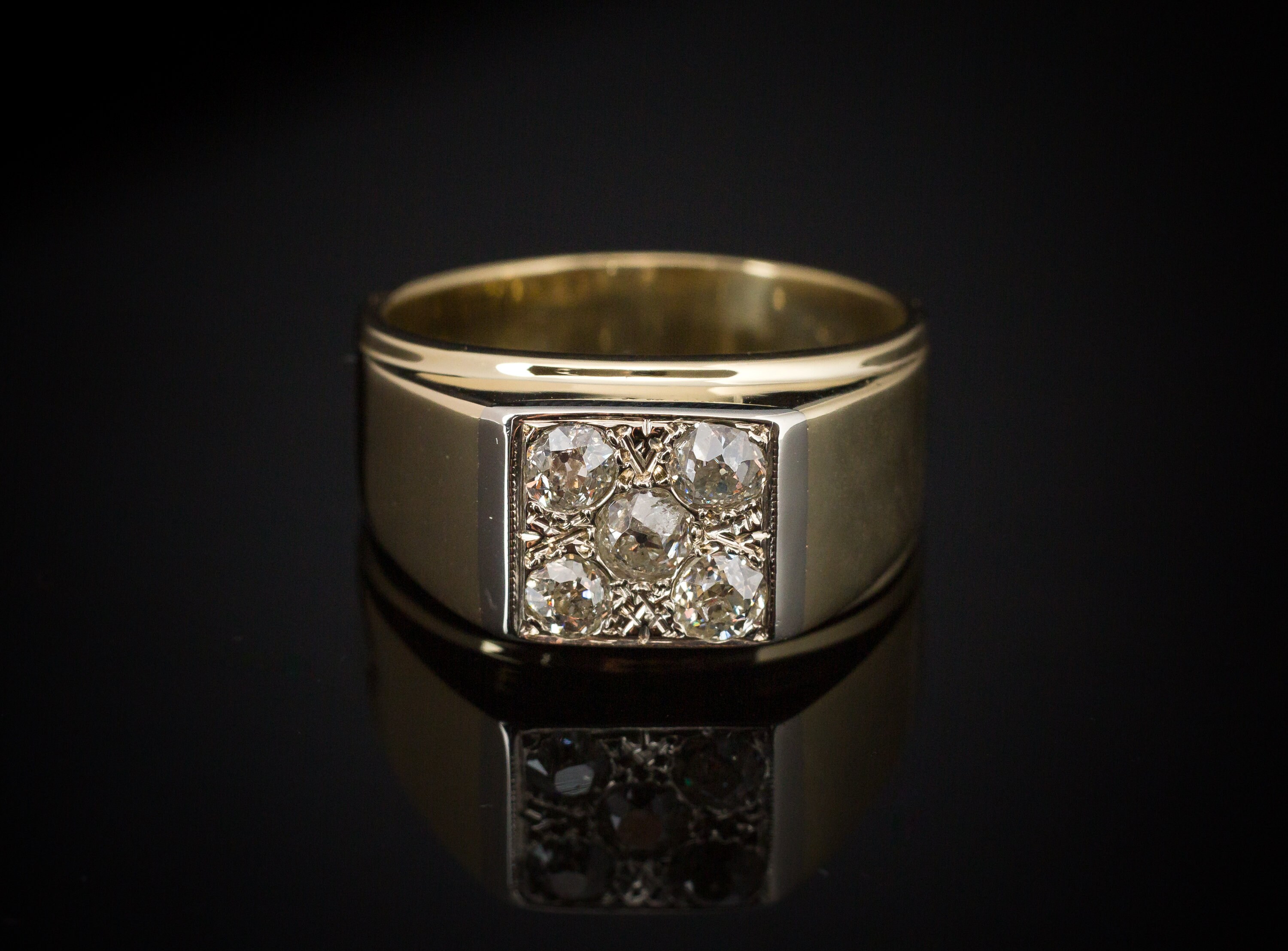 Antique Mens Diamond Ringmens Retro Diamond Ring Heavy Mens Etsy