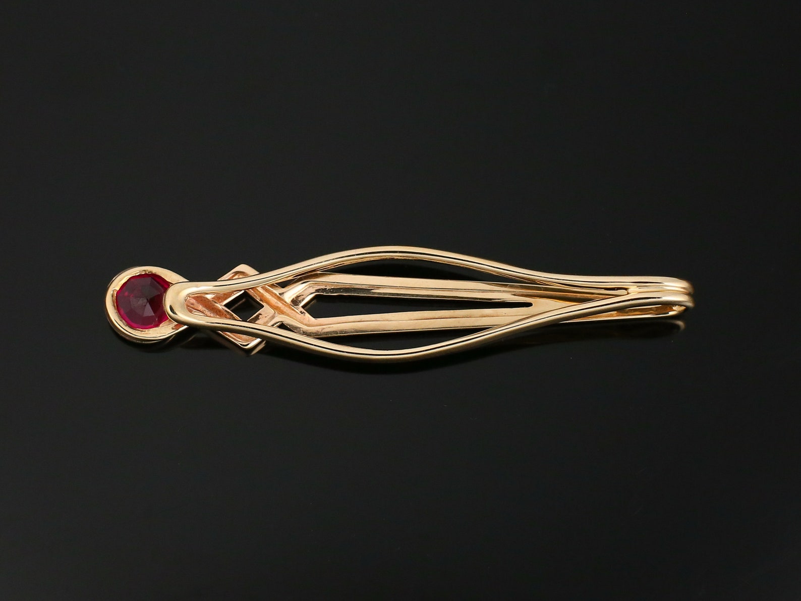 Vintage Gold Tie Clip Men's Gold Tie Clip Ruby Tie Clip Etsy