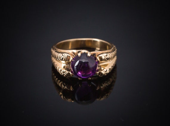 Antique Amethyst Ring 14k, Victorian Snake Ring, A