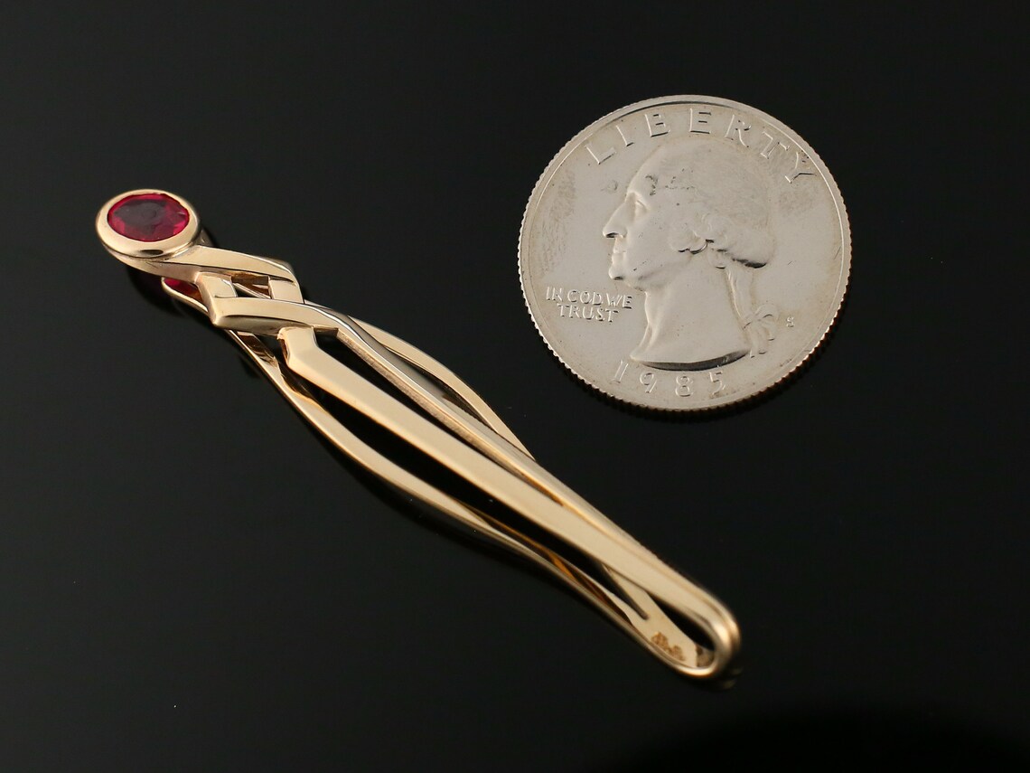 Vintage Gold Tie Clip Men's Gold Tie Clip Ruby Tie Clip Etsy