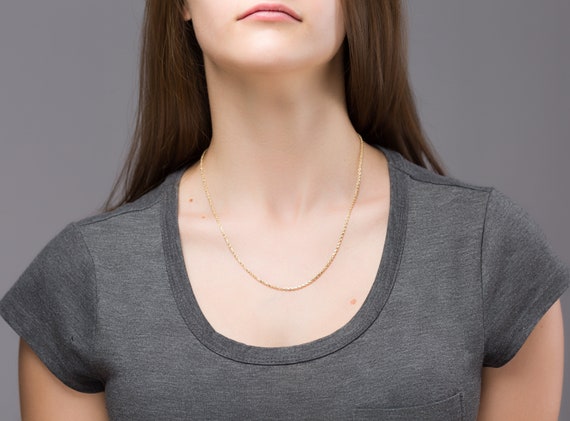 Gold Rope Chain, 14K Gold Chain, Rope Chain, 18inc