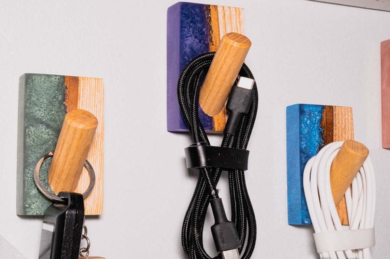 Epoxy Wood Wall Hook Handmade Wooden Hooks for Wall Wooden Etsy