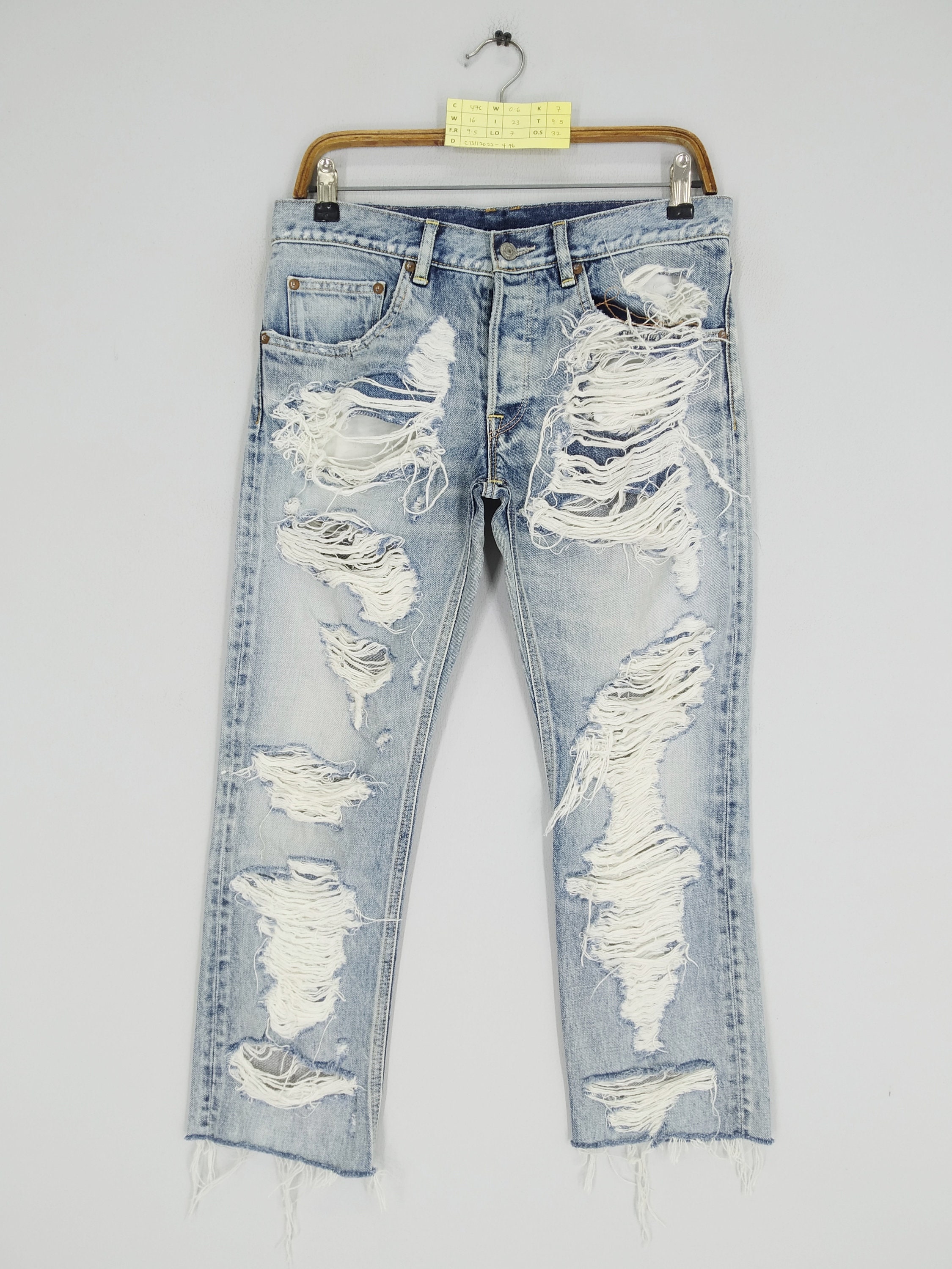 Vintage RNA Ripped Distressed Jeans Denim Faded Blue Jeans Vintage RNA Ripped Distressed Jeans Denim Faded Blue Jeans