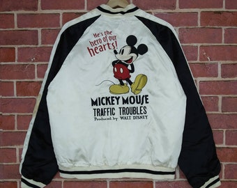 Rare!! Mickey Mouse Style Sukajan Souvenir Jacket By Disney Cartoon Sukajan Bomber Jacket size M