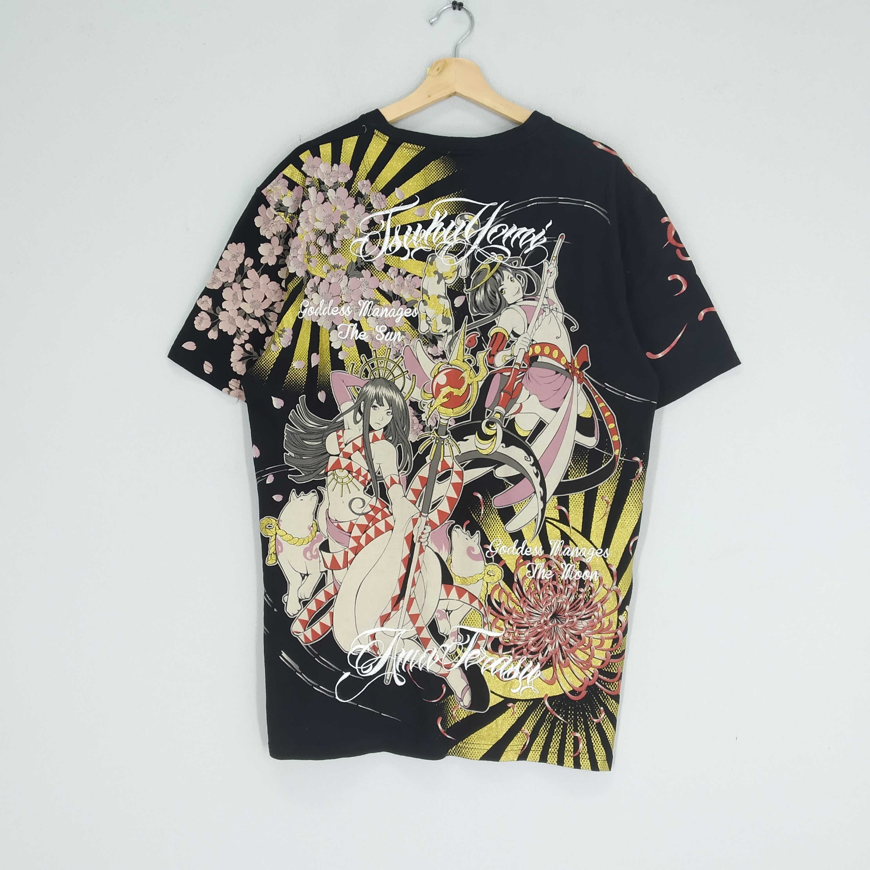 Vintage Embroidery Japan Sukajan T-shirt Tatoo Style Women Pop Art