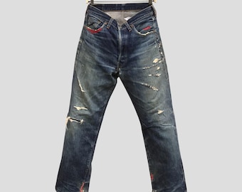 Vintage Levi’s 501XX Made in USA, Selvedge Denim, Jeans 33x38 Distressed, 90s Japan Market, Redline Levi Strauss Rare Workwear Pants