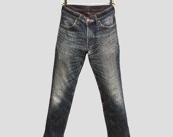 Vintage Edwin Wild Fire-jeans gemaakt in Japan maat 30, zelfkant denim, vervaagde noodlijdende premium Japanse spijkerbroek