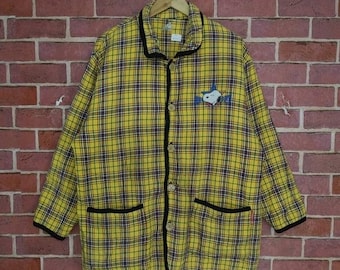 Rare!! Snoopy Checkered Design Button Down Shirt Snoopy Cartoon Size L