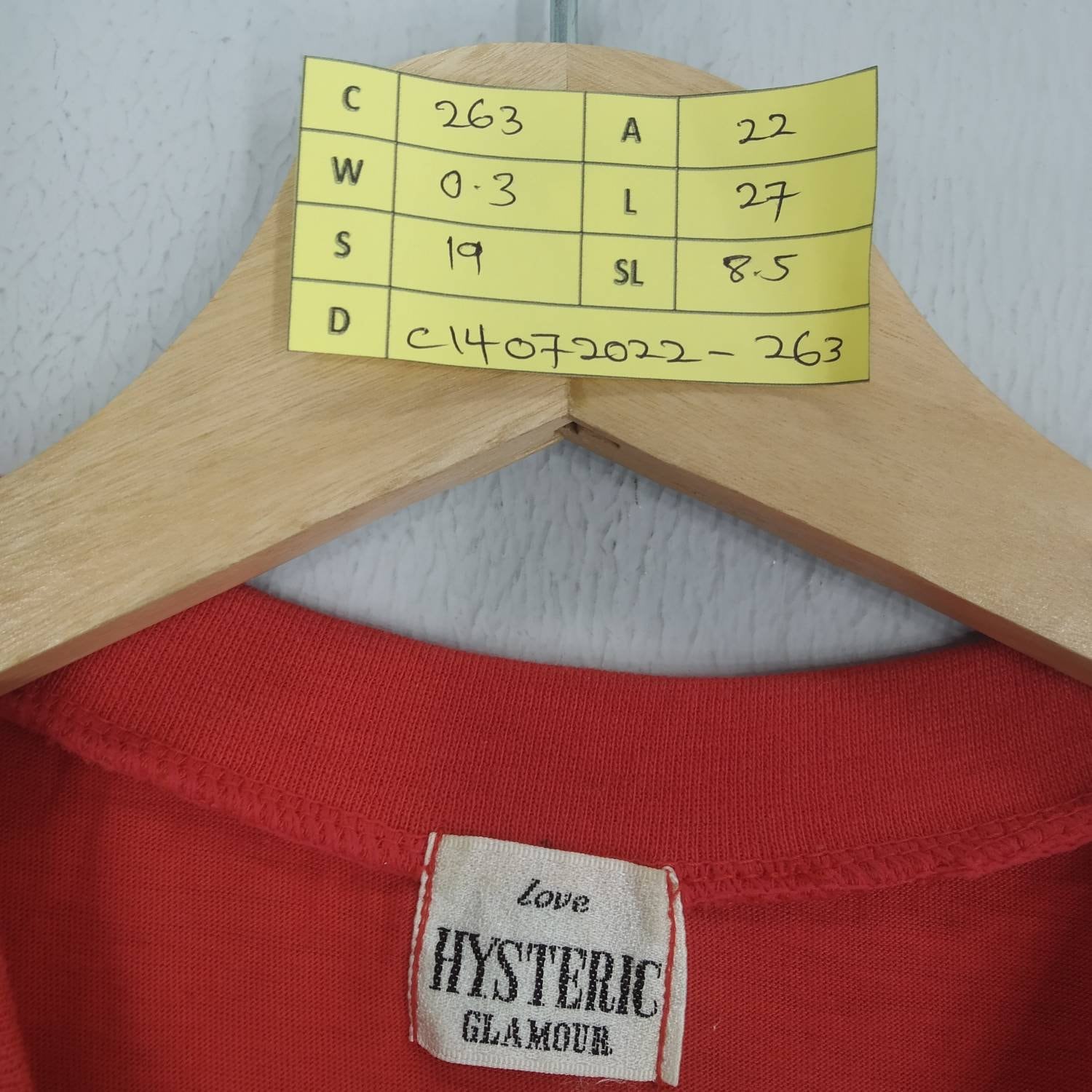Vintage 90's Hysteric Glamour Japan Red Plain T-shirt