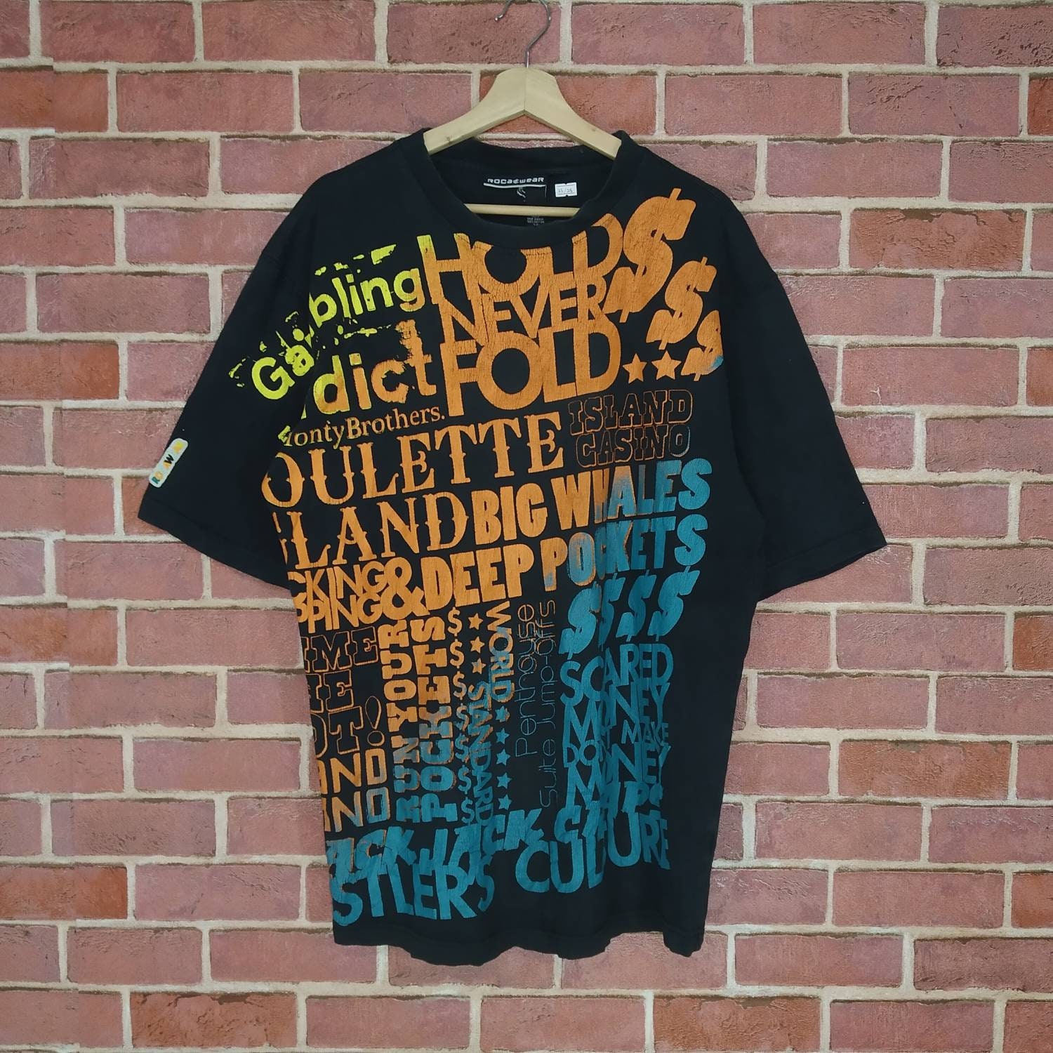 Tシャツ・カットソー Luxury Street Wear vintage net tops long Rocawear unisexual Rare!! Rocawear Colourful Logo Nice Design T-shirt XL Size