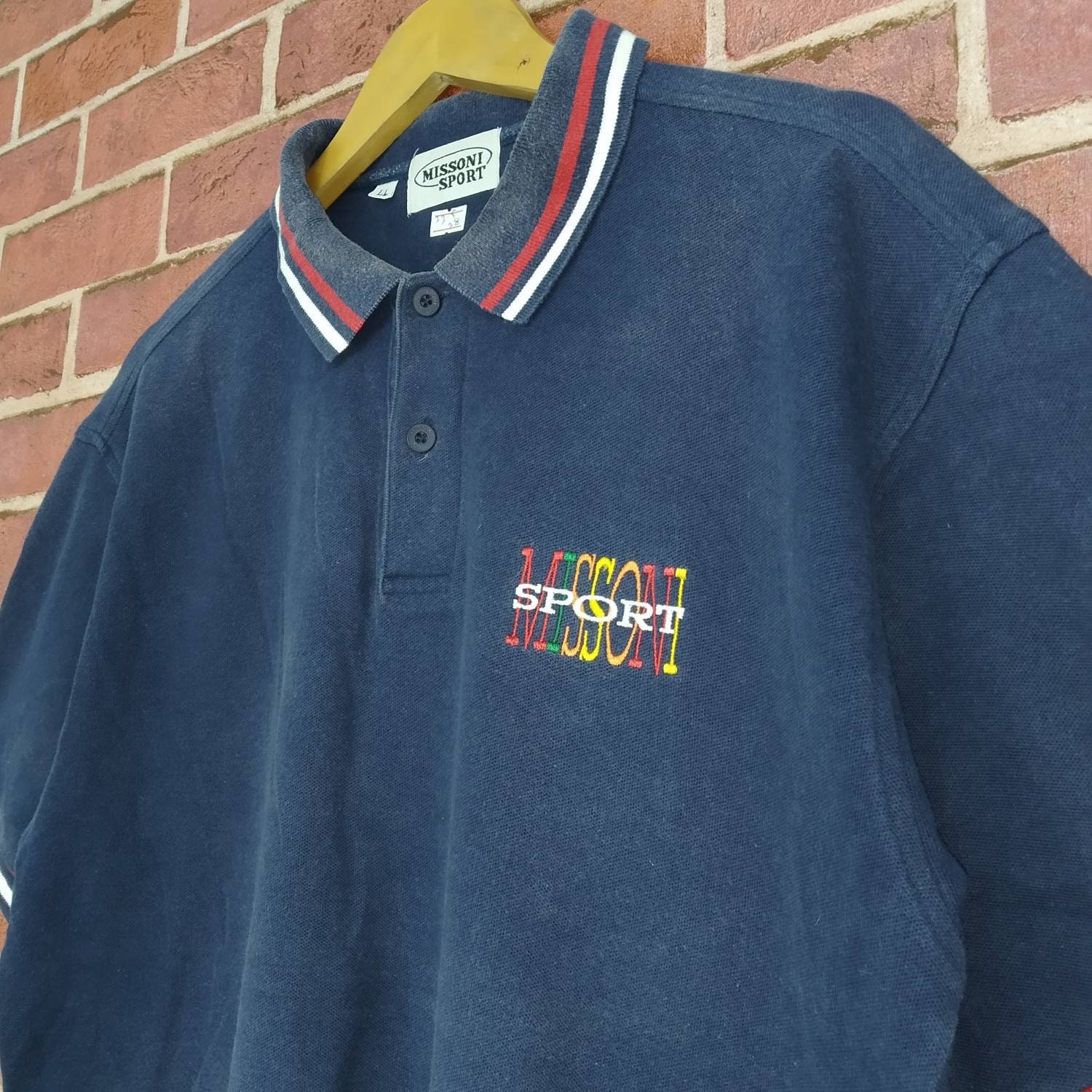 Missoni Sport Polo Shirt Embroidery Colourful Logo Polo Shirt Large ...