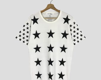 Camiseta blanca vintage Comme Des Garcons Japón, talla grande CDG Junya Watanabe, para hombre, cuello redondo, camiseta gráfica, talla L
