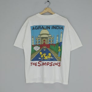Maglietta bianca vintage Bart Simpson, cartone animato americano Simpson, grande immagine posteriore, taglia L