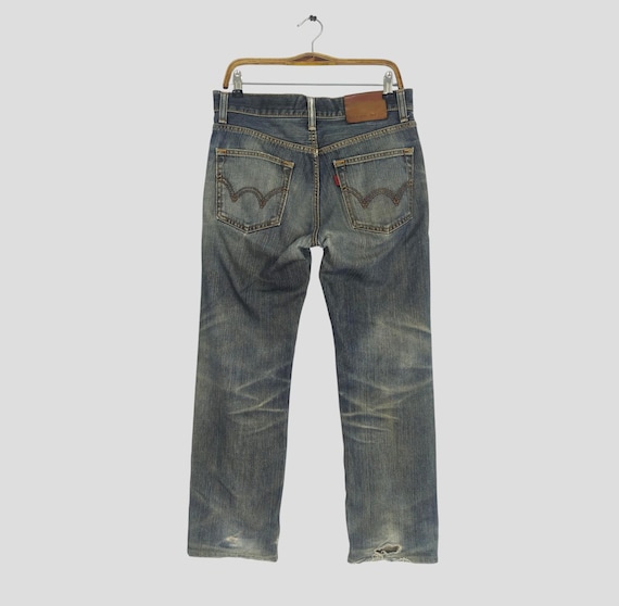 Vintage Edwin Stonewash Indigo Blue Denim Jeans Edwin Distressed