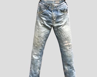 Vintage Wrangler Ben Jeans, Distressed Light Wash Denim, Faded Workwear, 80s 90s Style, Authentic Worn Blue Jeans USA Western Pants