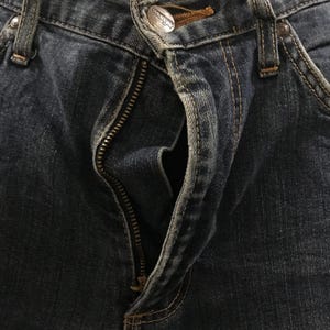 Vintage 90-tals Wrangler Japan Denim Jeans, Wrangler bleknade blå stentvättade jeans, Wrangler ljustvättade jeans arbetsjeans mom denim W32 bild 7
