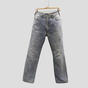 Vintage 90s Lee Riders Jeans Light Wash Distressed Denim Ripped High Waisted Pants Lee Riders Denim Jean Thrashed Ripped Denim Work Jean W34