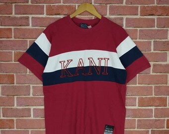 Vintage KARL KANI Sport Big Logo Colourblock T-shirt Large size