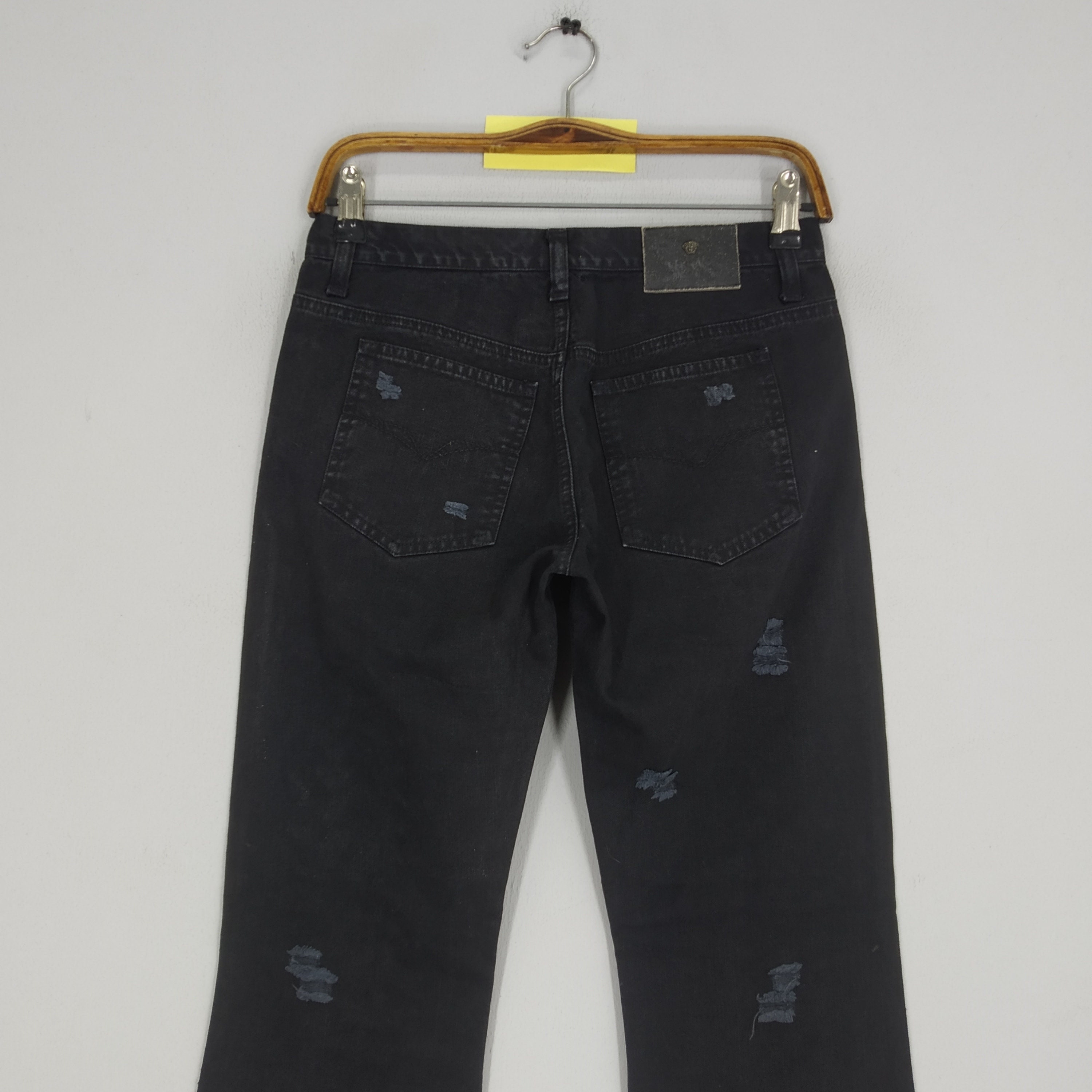 Size 28 Versace Jeans Couture Bondage Rave Black Chains Denim Pant