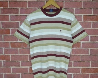 Vintage Hang Ten Colourful Stripes Surf Style T-shirt Medium size