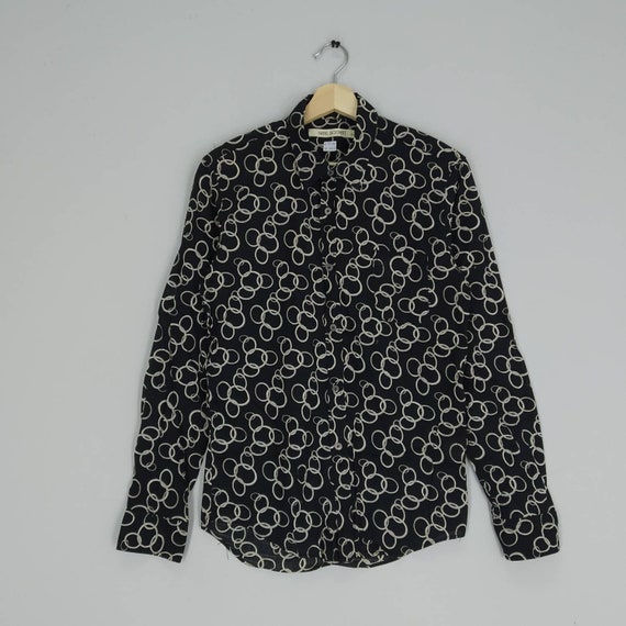 Neil Barrett, Vintage Neil Barrett Cotton Shirt Baroque Gold Chains Button Down Black Casual Outfits Oxfords Shirt Size S