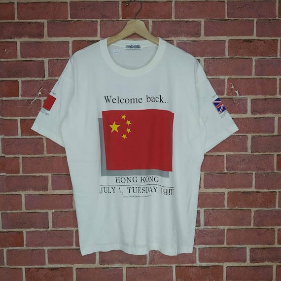 Vintage 90s HONG KONG Flag Backprint Style T-shirt Size L - Etsy