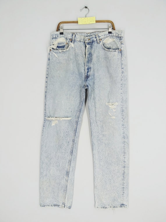【DISCERNMENT】Stone Washed Vintage Denim Jeans Vintage Stone Washed Straight leg Jeans Men's 34x34 (32x33
