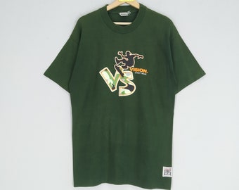 Vintage 90s Vision Skateboard Big Image Vision Street Wear Skateboarding Promo T-shirt Green Size L