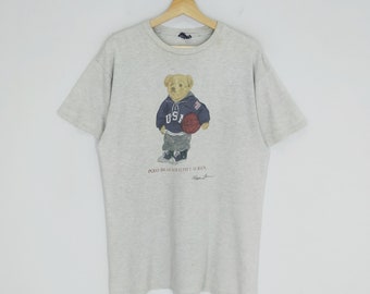 Vintage Polo Bear by Ralph Lauren Gray Tshirt Polo Bear USA