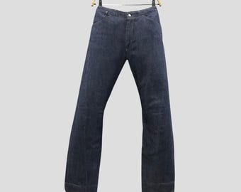 Vintage Levi's Engineered Jeans Slim Made in Japan Dark Indigo Denim Wide Leg Flared Trousers Y2K 90s Streetwear Ergonomic Twisted Seam