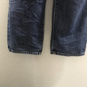 Vintage 90-tals Wrangler Japan Denim Jeans, Wrangler bleknade blå stentvättade jeans, Wrangler ljustvättade jeans arbetsjeans mom denim W32 bild 8