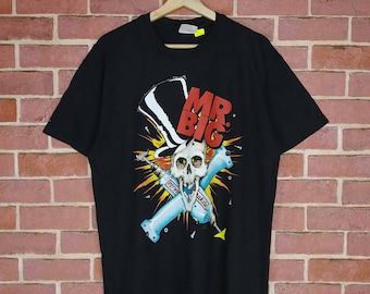Vintage 90's Mr Big American Rock Band Black Large T Shirt Get