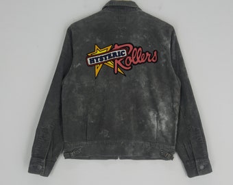 Kurtka Vintage Hysteric Glamour Japan Rollers Coudroy Zipper Hysteric Japan Streetwear Trucker Jacket Kurtka z haftowanym logo Rozmiar płaszcza S