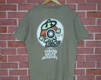 Vintage 90s Vision Street Wear Backprint Vision Skateboards Promo T-shirt size L
