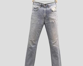 Vintage Levi's 606 Distressed Jeans 1990er Jahre Light Wash Denim Slim Fit Gerades Bein Levi Strauss Faded Blue Light Washed Denim Jeans W28