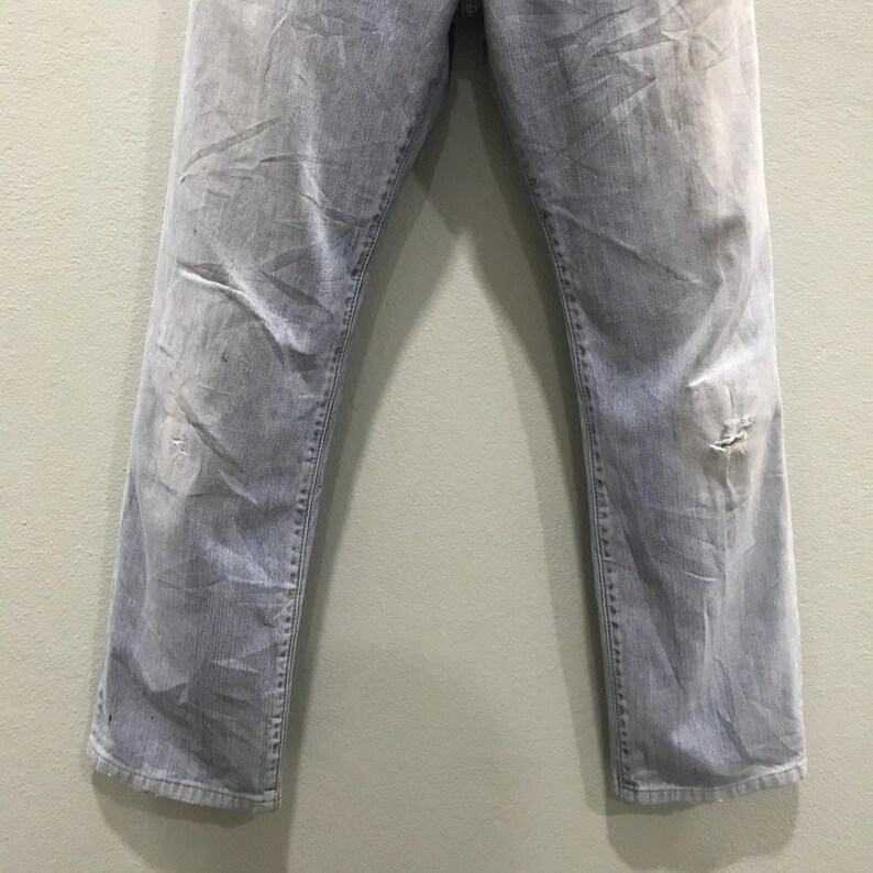 Vintage Wrangler Light Wash Jeans, Wrangler Western Distressed Denim, Wrangler Faded Blue Straight Leg Pants, Wrangler Workwear Ripped W29 image 4