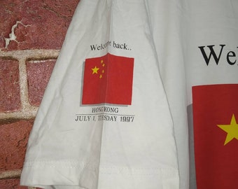 Vintage 90s HONG KONG Flag Backprint Style T-shirt Size L - Etsy