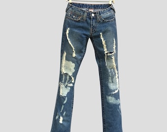 Vintage True Religion Billy Men’s Jeans, Made in USA Size 30, Distressed Blue Denim TRW510, Y2K Straight Leg