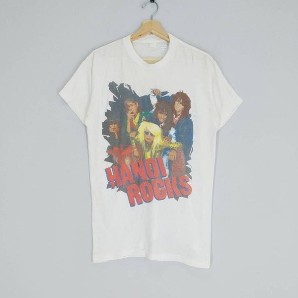 Vintage 80's Hanoi Rock Glam Punk Rock Band Tour Concert Music White T-shirt Size M
