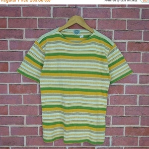 Sällsynt!! Sect Two de John Max Färgglad Randig T-shirt Mellanstorlek