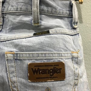 Vintage Wrangler Light Wash Jeans, Wrangler Western Distressed Denim, Wrangler Faded Blue Straight Leg Pants, Wrangler Workwear Ripped W29 image 13