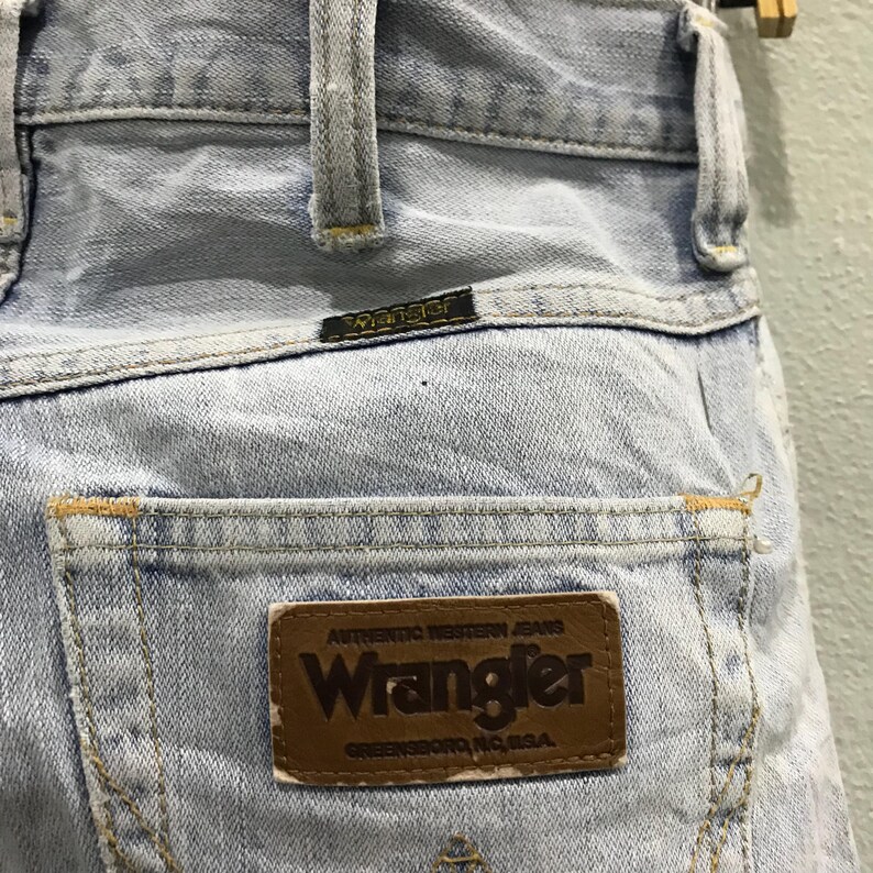 Vintage Wrangler Light Wash Jeans, Wrangler Western Distressed Denim, Wrangler Faded Blue Straight Leg Pants, Wrangler Workwear Ripped W29 image 13