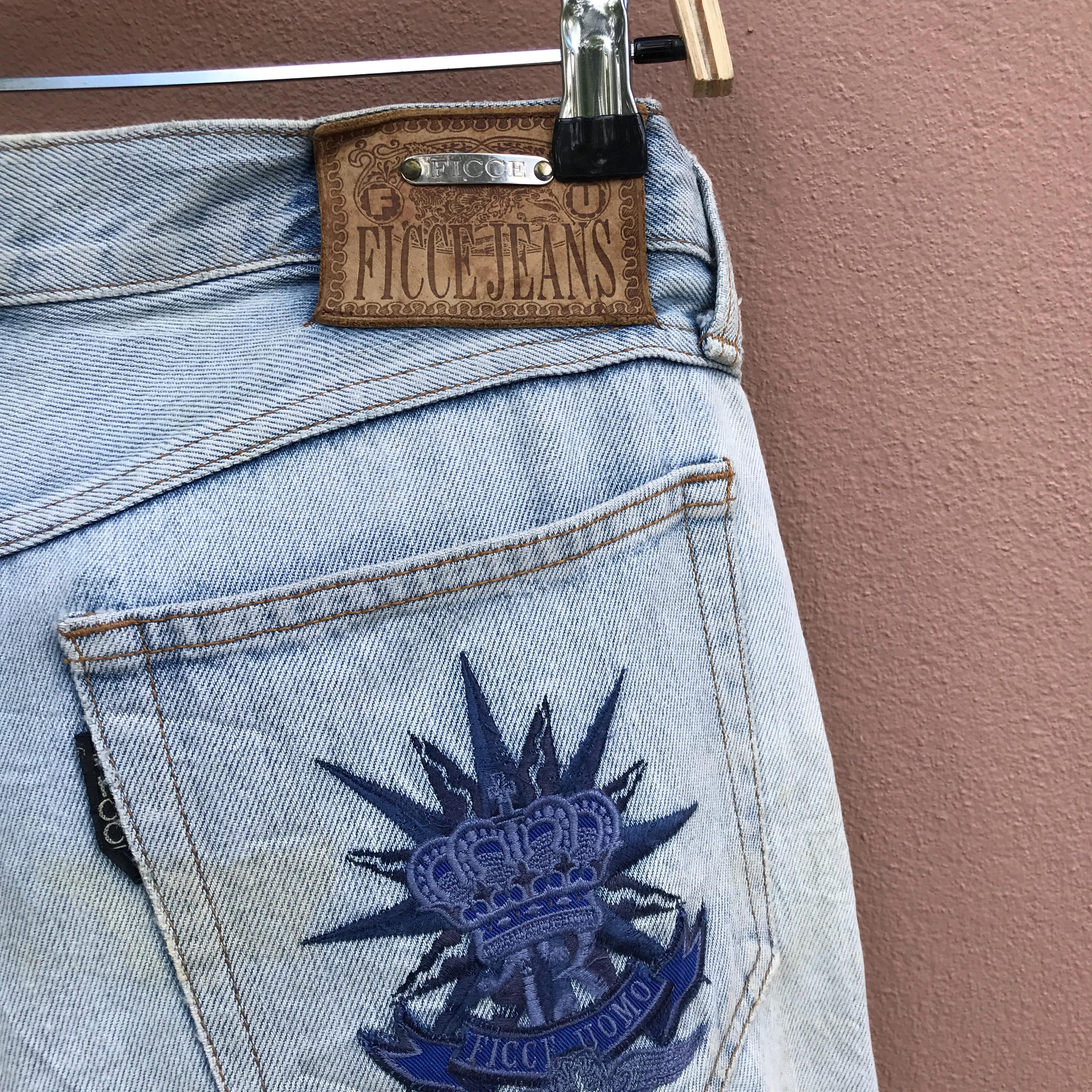 Vintage FICCE Jeans Japan Made Light Wash Denim Pants, 90s 