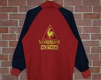 Zeldzaam!! Le Coq Sportif Sports-trui met geborduurd logo en rits maat M