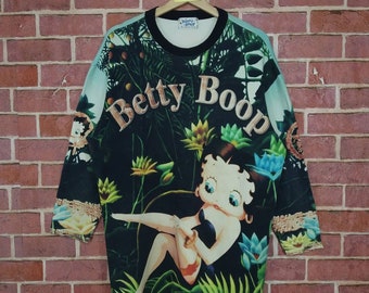 Vintage Betty Boop Overprinted Animated Cartoon Betty Boop Sweatshirt Unisex Size L