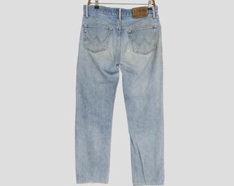 Vintage Edwin Light Wash Jeans High Rise Straight Leg Faded Blue Distressed Denim Jeans Retro Classic 407 Stone Washed Denim Jeans W34